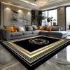 Luxury Large European Style Rug—Black Gold Living Room Sofa Carpet, Non-Slip Easy To Clean for Coffee Tables Carpet