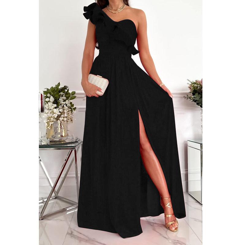 Modisches, lässiges Maxikleid für Damen, elegantes, langes Kleid mit Spitze, Partykleid
