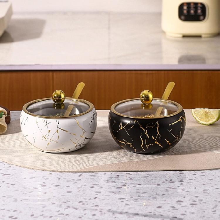 Contenitore per Condimenti in Acciaio Inossidabile Contemporaneo Elegante Zuccheriera con Coperchio in Vetro e Cucchiaino Strumento per l'Organizzazione della Cucina