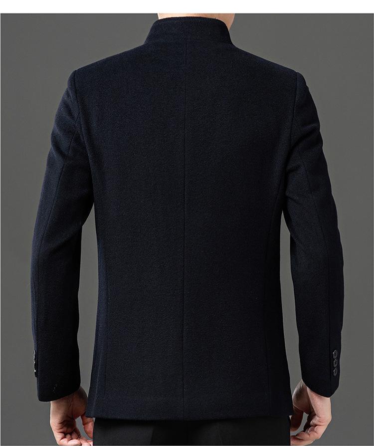 Men's Wool Stand-Up Collar Zhongshan Jacket: Business Casual Suit for Middle-aged and Elderly