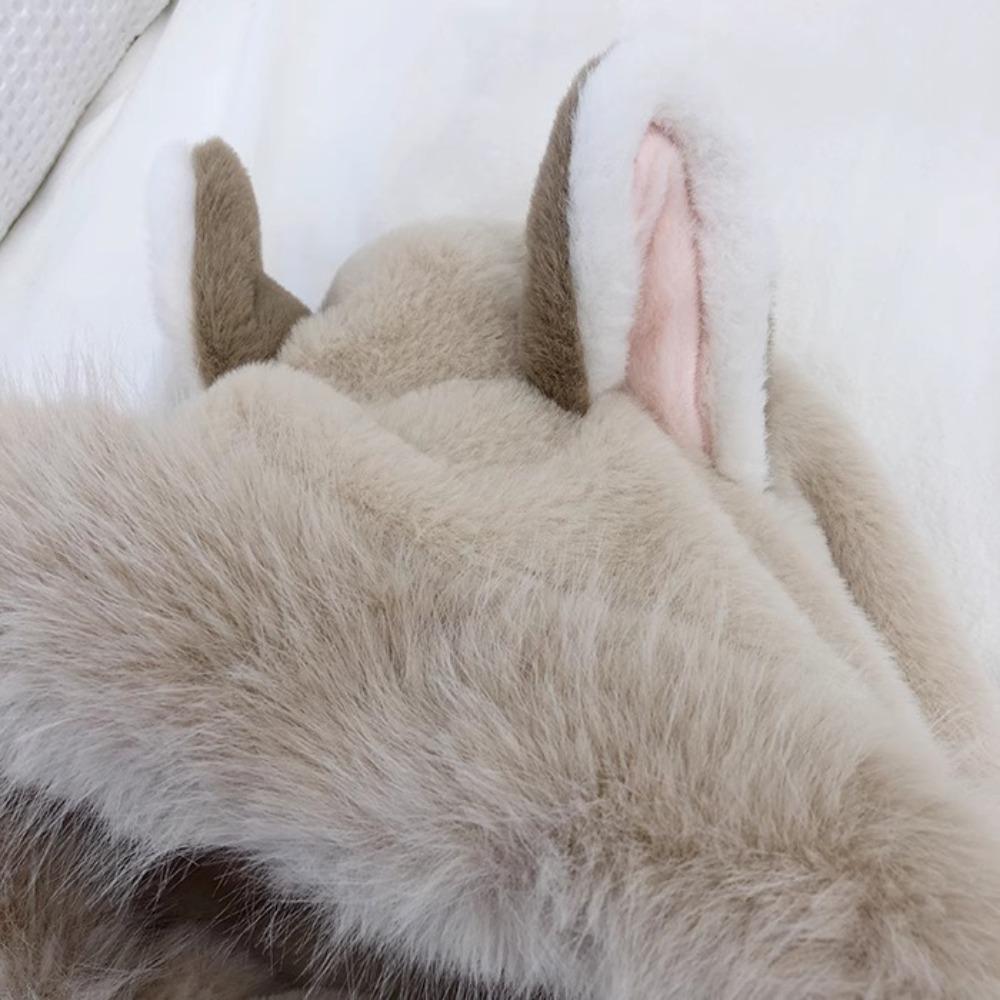 2/3Pcs Casual Furry Scarf Cap Set Cute Cartoon Plush Hat Sweet Scarf Hat Glove for Women Winter