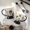 Retro Ceramic Coffee Cup with Spoon Afternoon Tea Cup for Ladies' Personal High End Feel Light Luxury and High Quality Souvenir