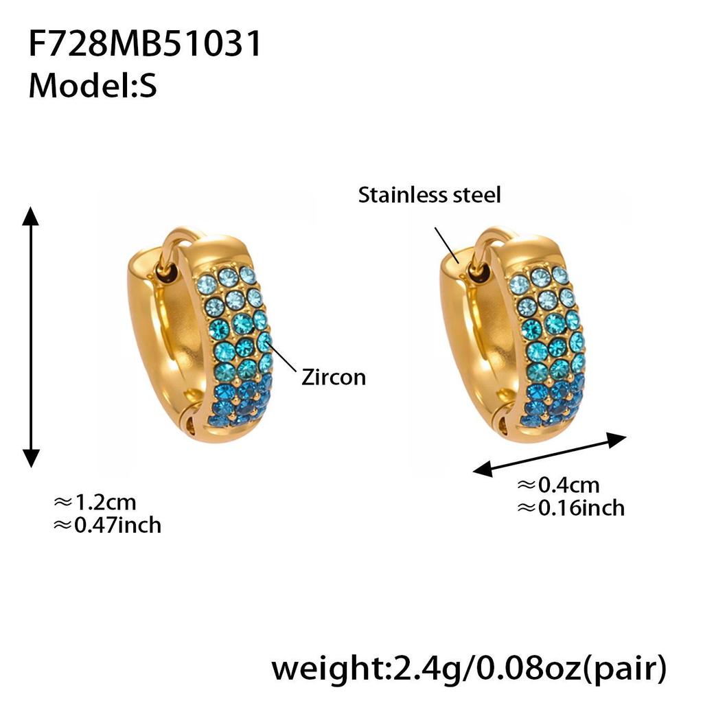 Qiong Yao Zircon Three-Row Diamond U-Shape Ear Cuff, 18k Gold Plated Stainless Steel Earrings