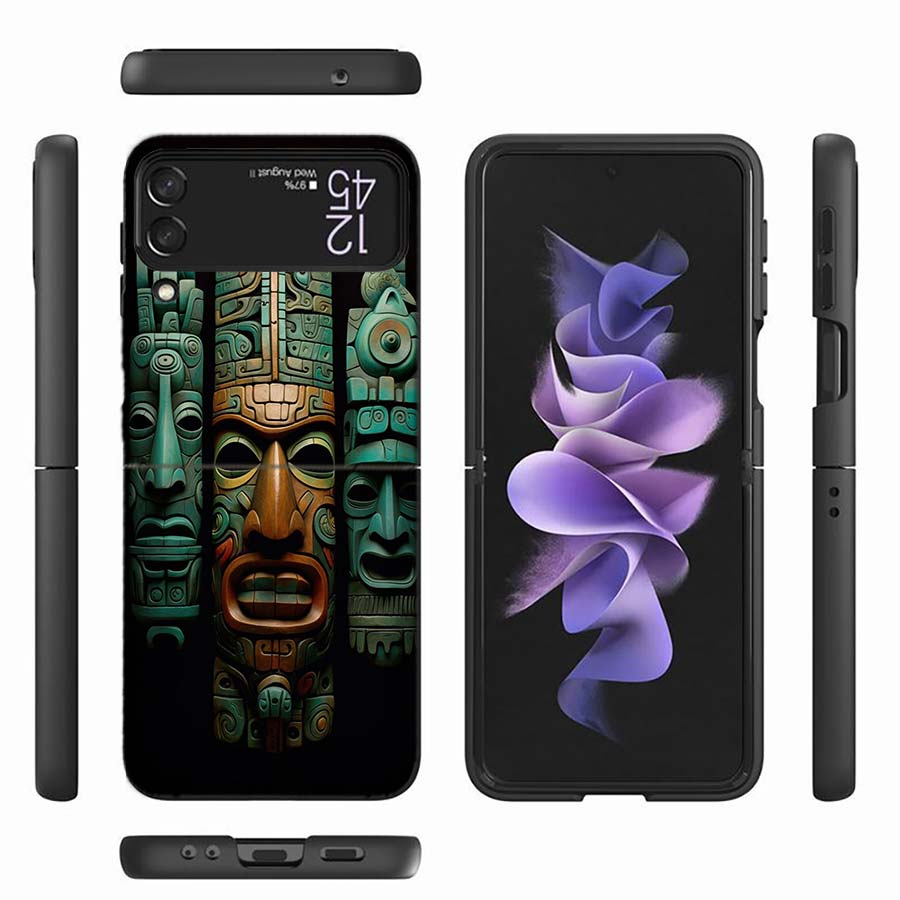 

Aztec Maya Stone Phone Case For Samsung Z Flip 6 7 5G Z Flip 5 Galaxy Z Flip 3 4 5G ZFlip Shockproof Hard Cover TPU PC Coque Cap Galaxy Z Flip 6 5G
