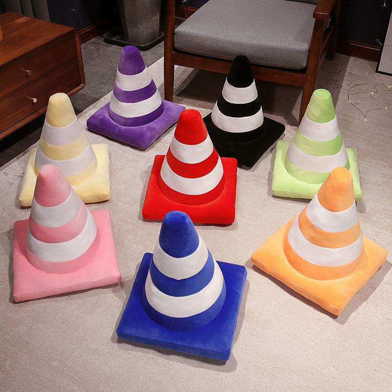 Jessica Chen Unisex Non-Toxic 45Cm Simulation Traffic Cone Plush Pillow Creative Roadblock Stuffed Toy Construction Cone Sign Cushion Doll Gift