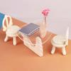 Miniatureature Acrylic Table And Chairs Set For Doll House Decoration Realistic Miniature Furniture Props Creative Handmade Photography Accessories