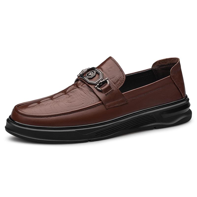 

Модные мужские туфли из натуральной кожи с тиснением под крокодила, Высококачественные повседневные туфли для вождения, Роскошные брендовые деловые туфли, Удобные слипоны, Лоферы 44 коричневый