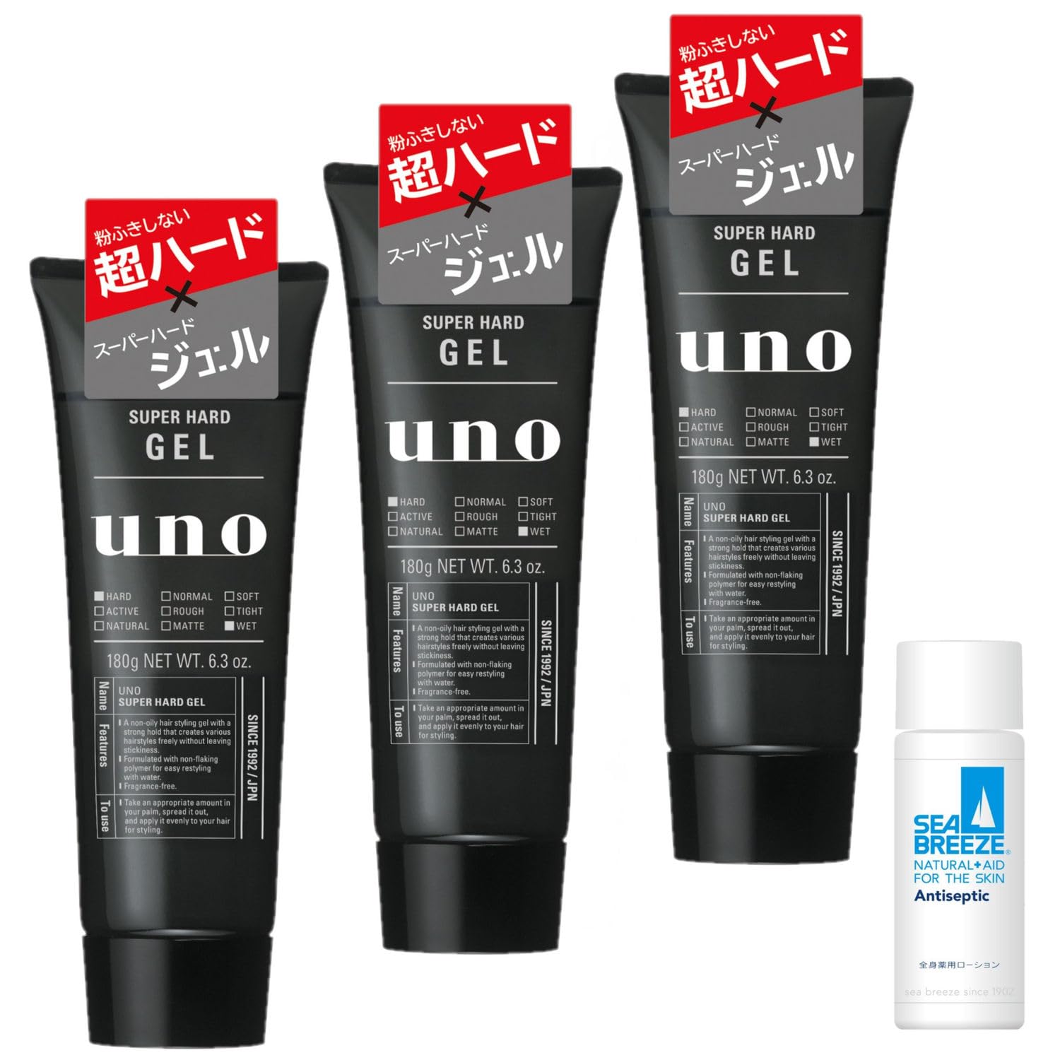 

Гель uno Super Hard Gel 180 г x 3 Бонус Стайлинг Сверхсильная фиксация Стойкий Не требует пудры [Оптовая закупка] + Для мужчин