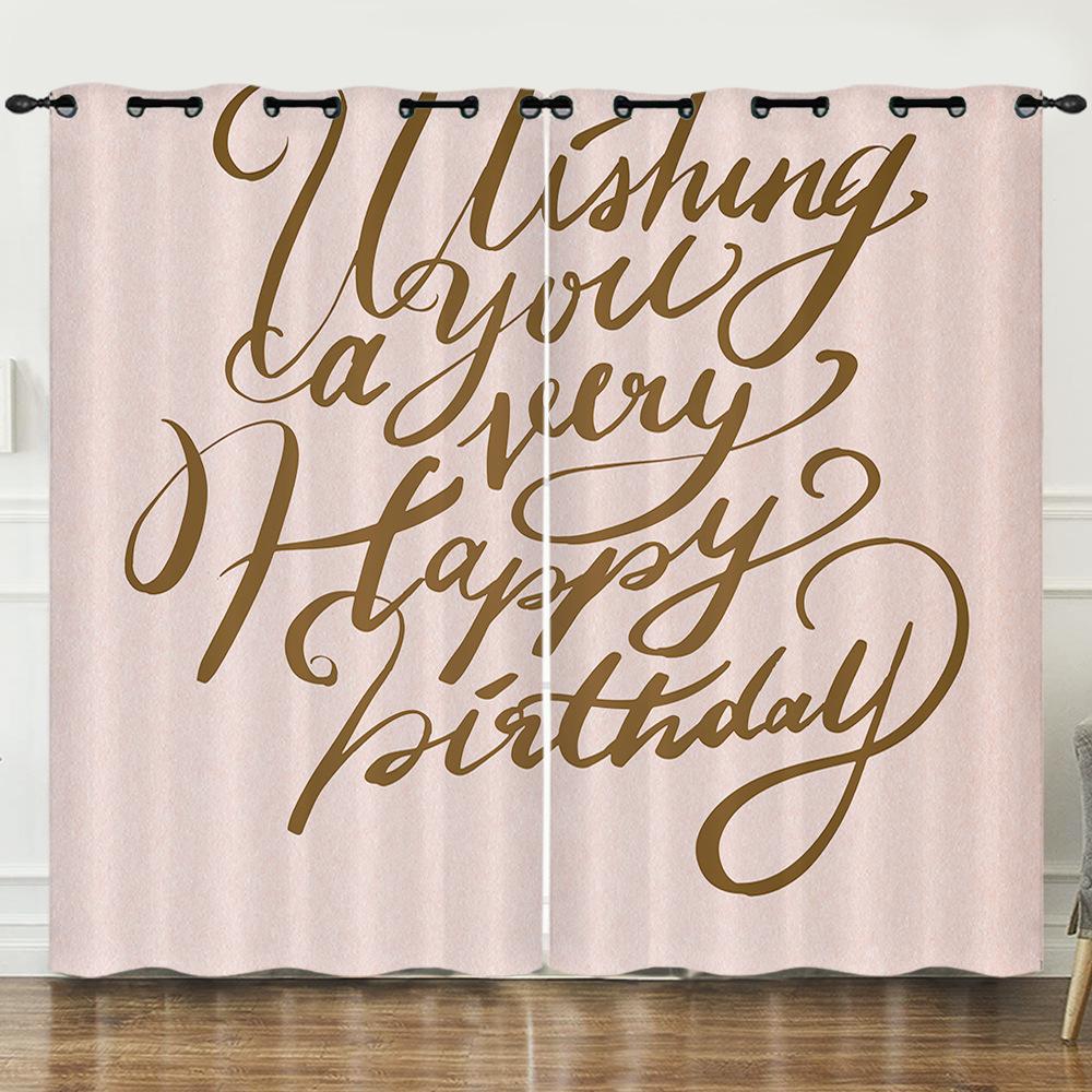 Happy Birthday Happy Birthday 3D Digital Printing Curtain Blackout Punching