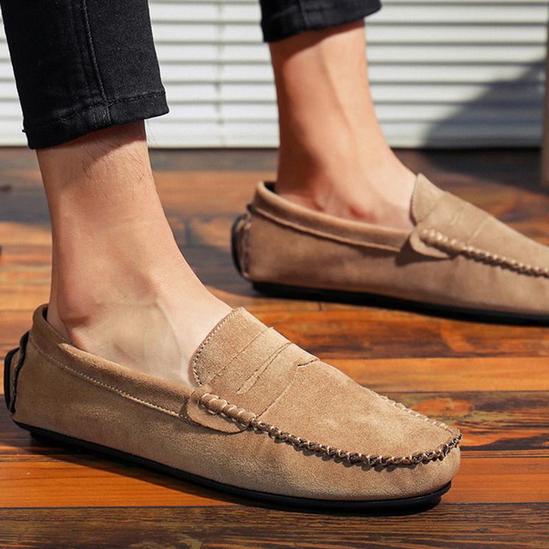 Men's Loafers Comfy Daily Driving Doudou Shoes Office Faux Suede Slip-on Flat Casual Shoes Outdoor Walking Shoes Large Size39-47