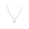 Petite Orb Brass Zirconia 3D Saturn Pendant Necklace Women Necklace Silver Deep-Pink 8050889302704