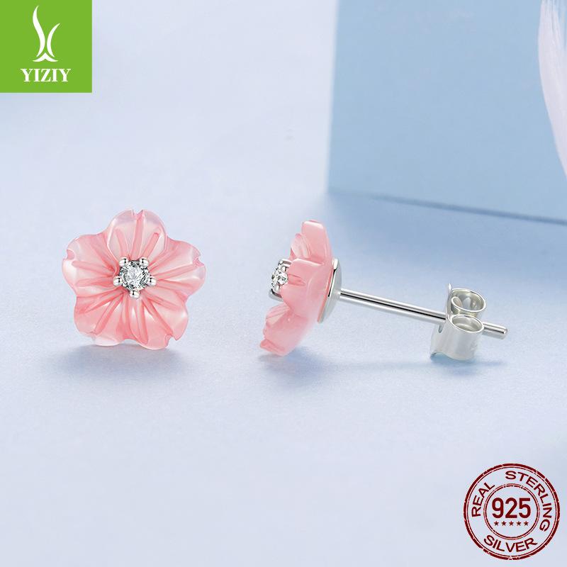 Dripping Oil Flower Stud Earrings Collection Mori Small Fresh S925 Sterling Silver Small Flower Stud Earrings