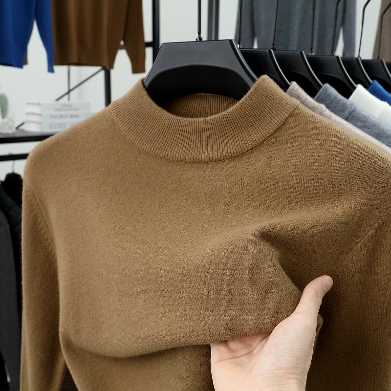 Herren Pullover aus einfarbiger Wolle - Herbst/Winter Halber Rollkragen Lässiger Baselayer