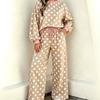 Womens Polka Dot Casual Two-Piece Set With Multiple Pockets Long Sleeve Hoodie Pants Soft Stretch Fabric