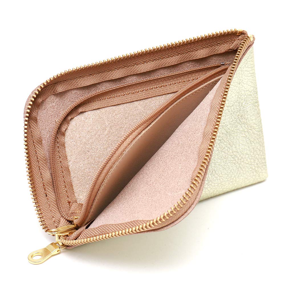 AGILITY affa "Smart Wallet" Smartphone Wallet with L-shaped Zipper, Cowhide Leather, Smartphone Fits, Gold and Silver