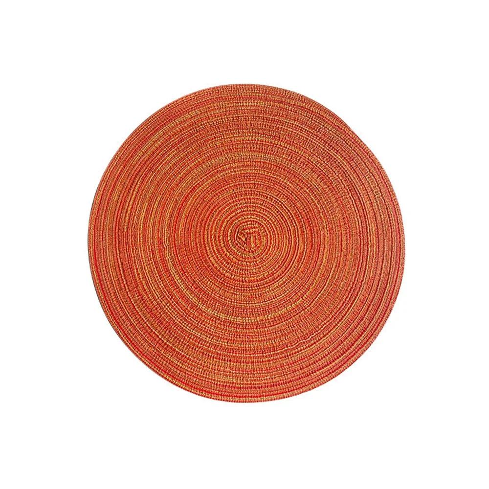 Kitchen Round Table Mat Woven Ramie Placemats Anti Slip Dining Table Mats Non-Slip Tableware Bowl Pads Drink Cup Coasters