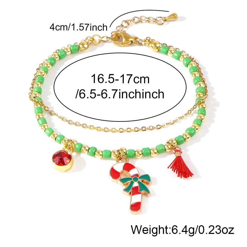 Cross-border Christmas Series Santa Claus & Snowman Seed Bead Multi-Layer Bracelet with Pendant & Glove Charms