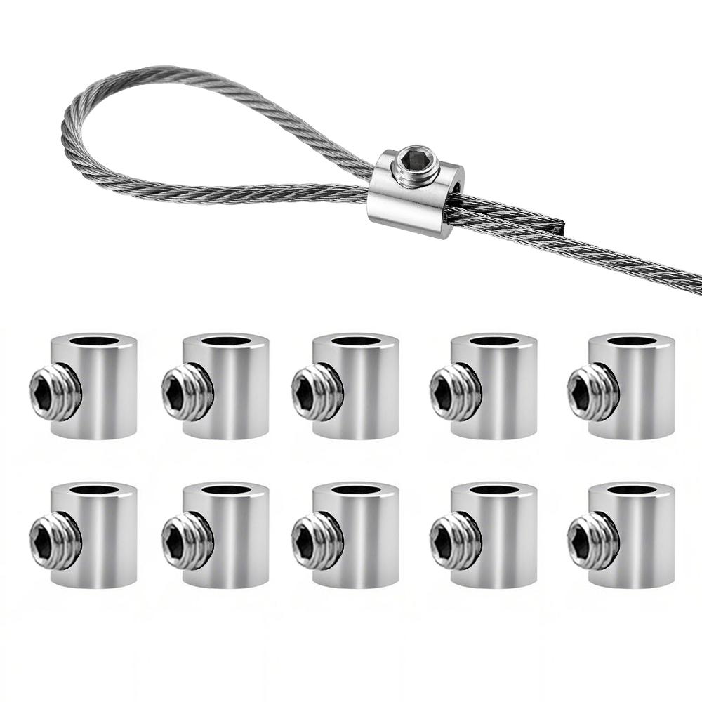 10pcs For 2mm Wire Rope Clamp  Copper Suspension Clips Single Hole Retainer Clip Adjustable Screw Fixing Hardware Accessories