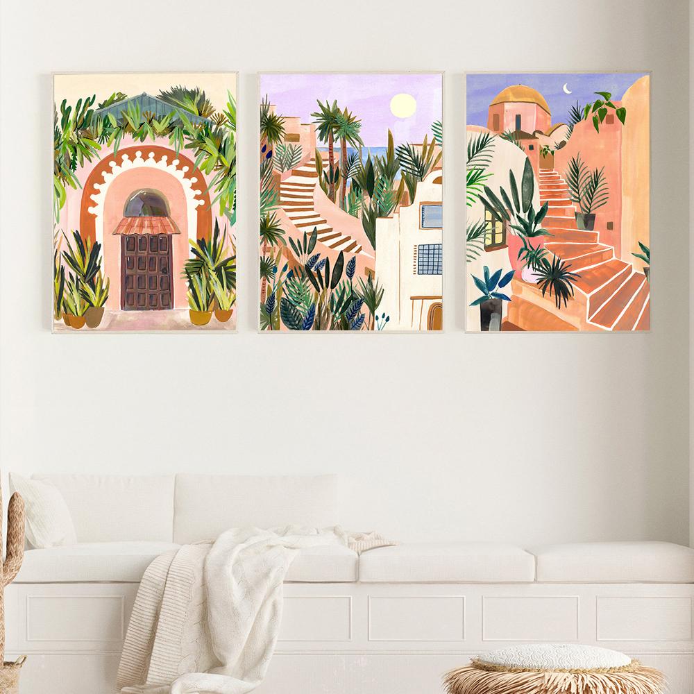 Boho Tropical Posters Landscape Canvas Painting Nordic Art Print Modern Wall Art Picture For Living Room Bedroom Home Decoration