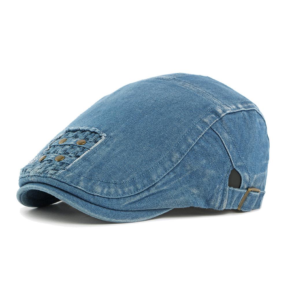 Denim Hat Women Beret British Vintage Forward Hat Men's Peaked Cap