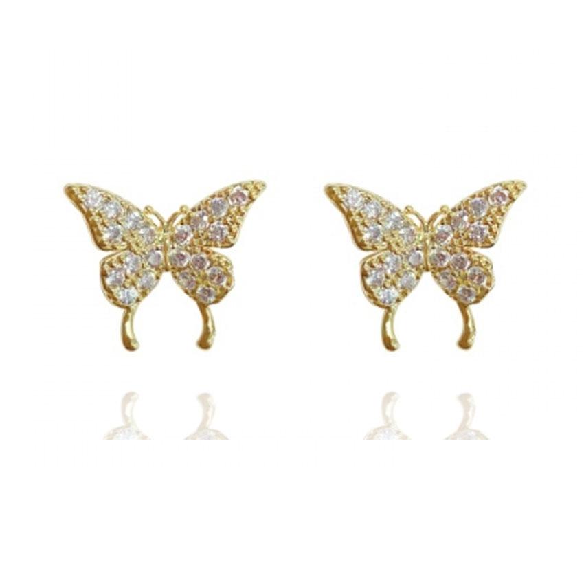 SuiBian 2020 Elegant Light Luxury Zircon Butterfly Stud Earrings - Simple Cute Korean Style