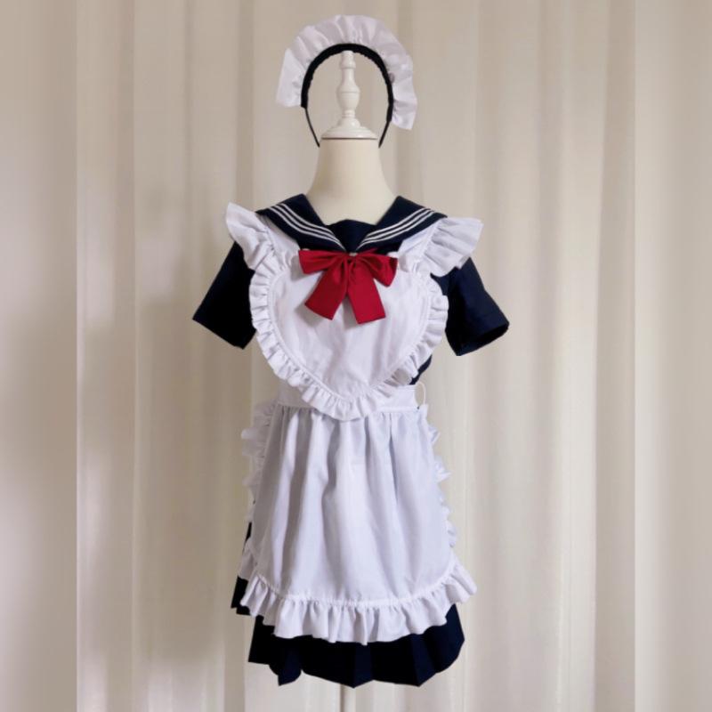Japanisches Lolita Klassisches Dienstmädchen-Outfit – Schwarz-Weißer Rock mit Schürze
