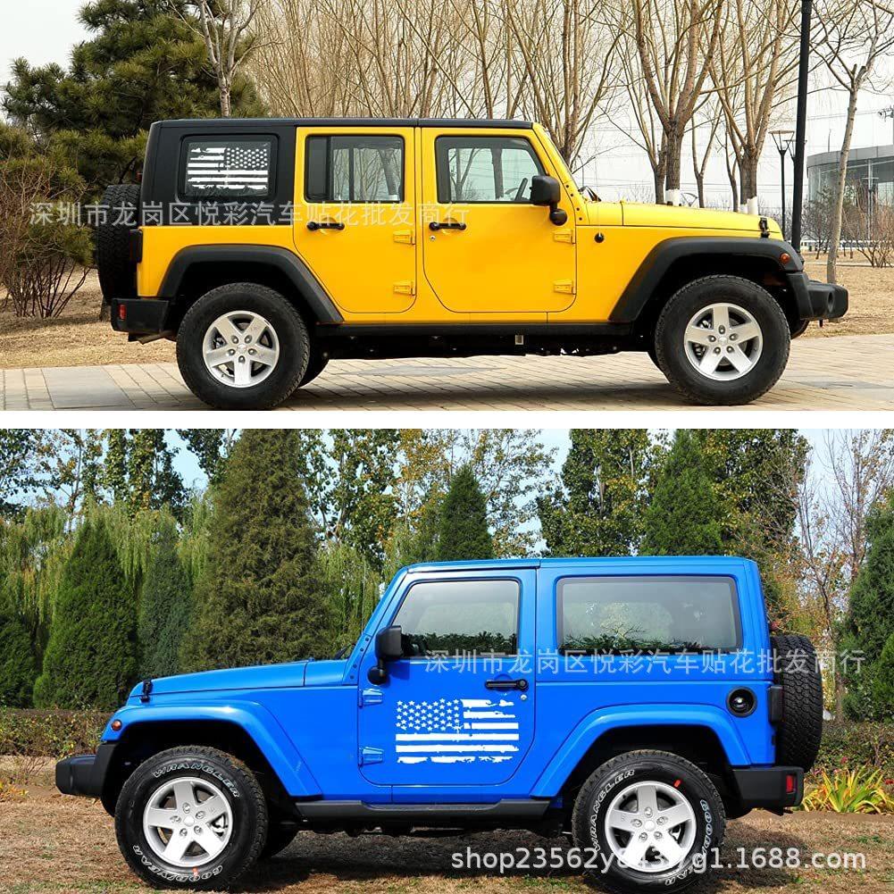 Y-779 Jeep Wrangler Off-Road Vehicle Hood & Side Window American Flag Decal