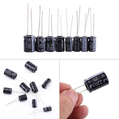 125pcs Electrolytic Capacitor Assortment Kit Set 1uF.2200uF 25 Values, Miniature, Popular,  , Packed In Plastic Bags, Suitable for
