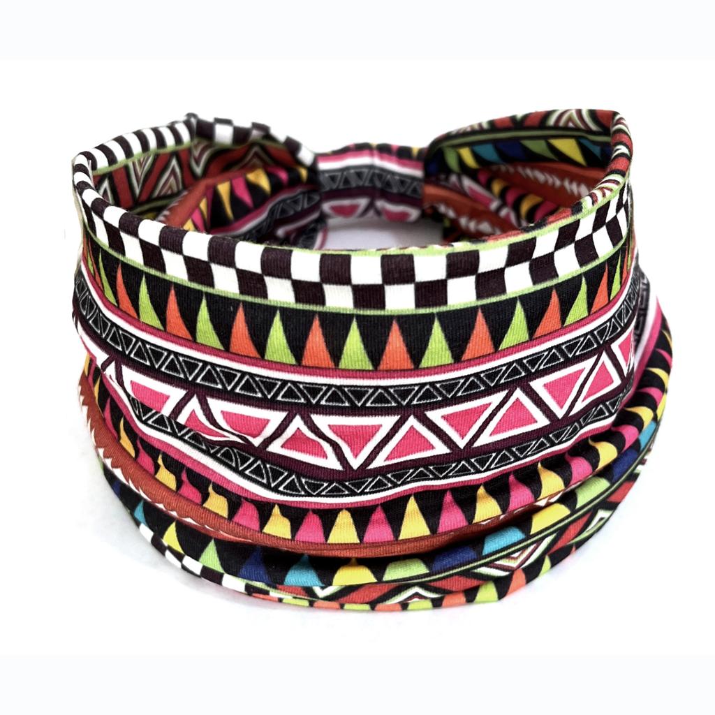 European American Women's Hair Band African Print Pattern Wide Edge Elastic Knot Sports Yoga Headband Women's Headwear Hair