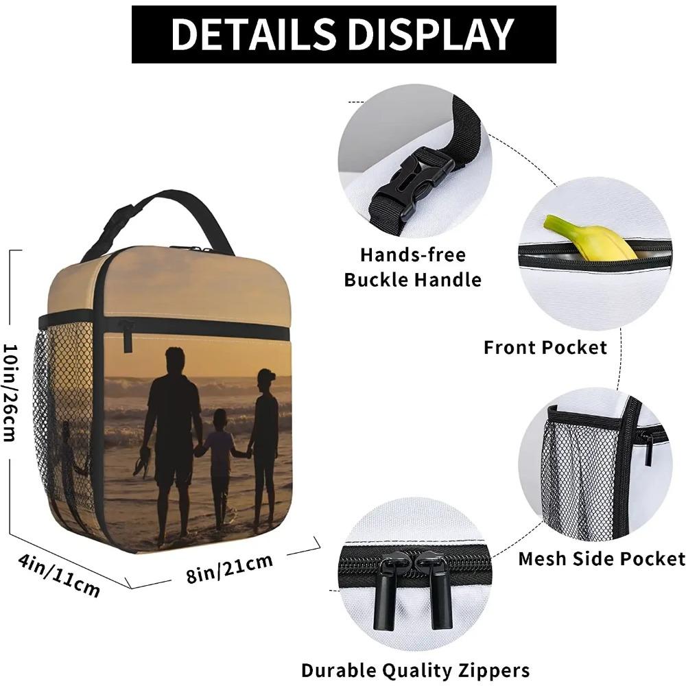 Personalisierte Tragetaschen mit Ihrem Bild, Text, Logo, Lunchtasche, tragbare isolierte Lunchbox für Schule, Picknick, Büro, Reise