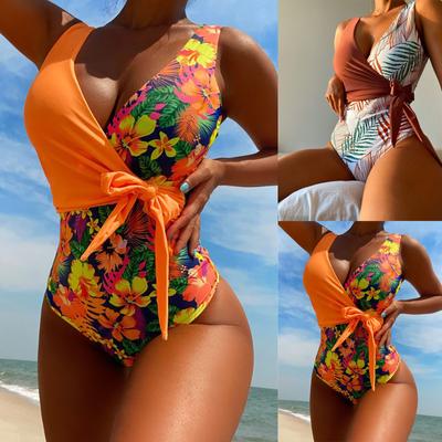 Kadın Tek Parça Moda Seksi Renkli Bikini Plaj Mayo (Göğüs Destekli Çelik Sütyensiz)