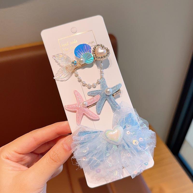 

Детские заколки для волос серии Океан , Ракушка Хвост русалки Аксессуары для волос маленькой принцессы, Супер фея Бабочка Корона Заколки для волос для маленькой девочки