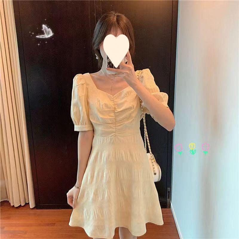 Platycodon First Love Sweet Little Man Bubble Sleeve Backless New Dress Women's Summer Dress
