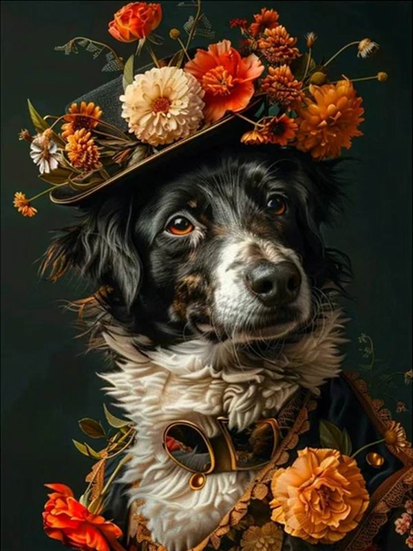 Dog Hat Flower Diamond Painting New Arrivals Animals Diy Full Square Round Drill Rhinestone Embroidery Sale Mosaic Cross Stitch Kits Wall Decor