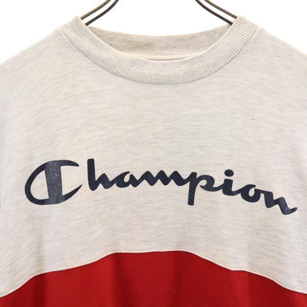 Champion 90s Blue Tag Old Back Print Long sleeve trainer M gray sweat Men's Used