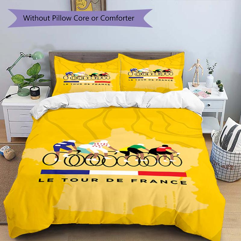 3pcs Tour de France Bedding Set Duvet Cover Closure Includes 1 Duvet Cover & 2 Pillowcases, Soft and Comfortable for All Seasons.