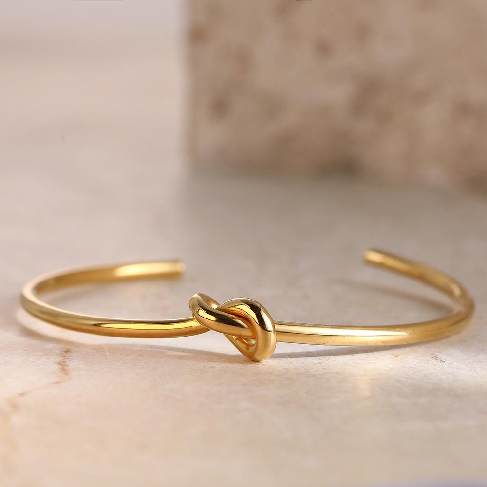 Modern Gold Knot Bangle for Women - Simple, Elegant, Open Design