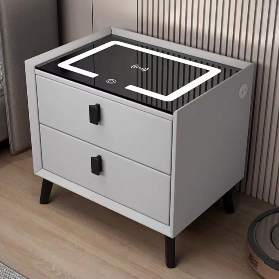 Modern Luxury Smart Bedside Table with Wireless Charging & Multifunctional Storage