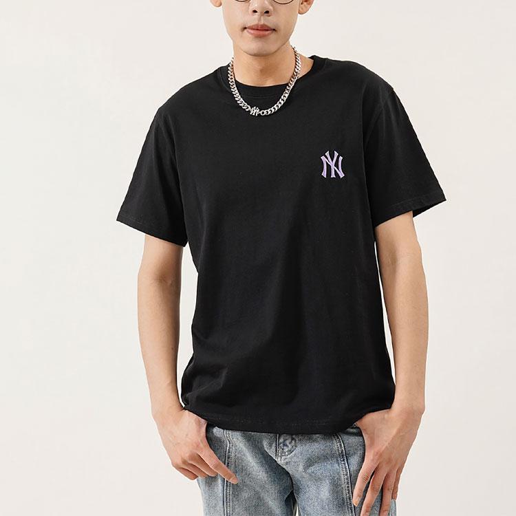 New MLB Set in Sleeve T Shirt Unisex Black 3ATSEC323-50BKS