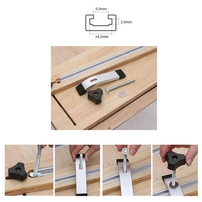 Woodworking Pressure Plate Inversion T-Track Hold Down Clamp Aluminum Alloy Woodworking Clamps Block DIY with T-screws T-sliders