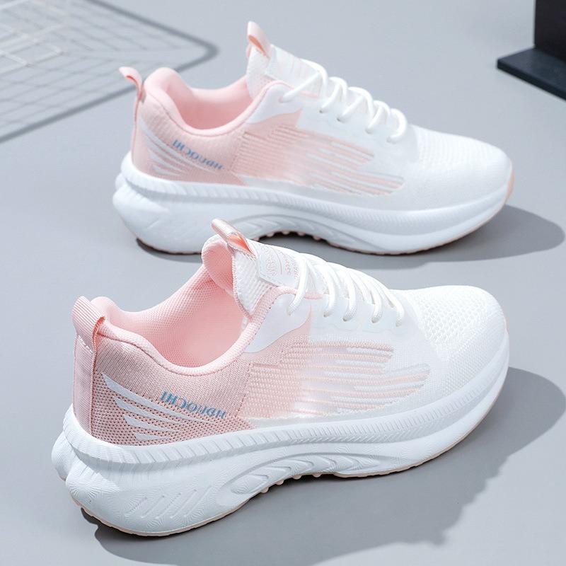 Fashion Shoes Women 2025 Summer Height Increase Fly Weave Soft Bottom Shoes Breathable Mesh Sneakers Outdoor Sports Running Shoes Women