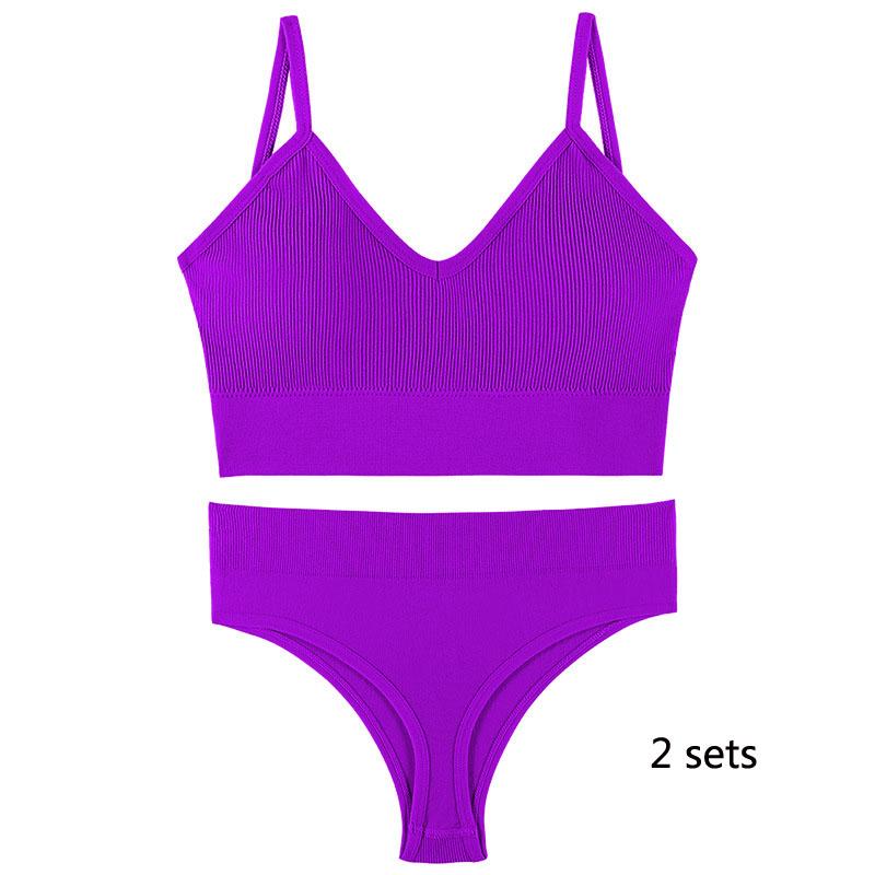 Underwear Set Lingerie Female Sexy Halter Beauty Tank Top Thin Section French Triangle Cup Without Steel Ring Gathered Bra Set