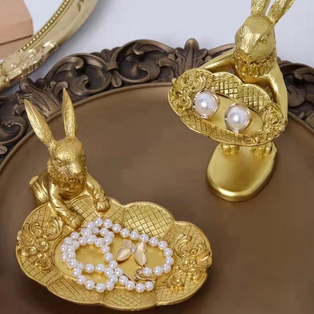 Stylish Rabbit Shaped Resin Tray Compact Jewelry Storage Solution For Earrings Rings Vanity Table Organizers Decoration