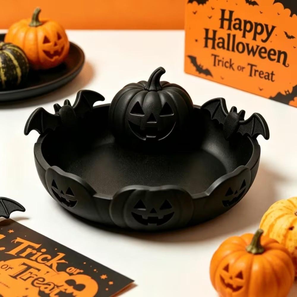 3D Printed Halloween Desk Ornament Lantern Shaped Bat Decoration Pumpkin Jewelry Tray Autumn
