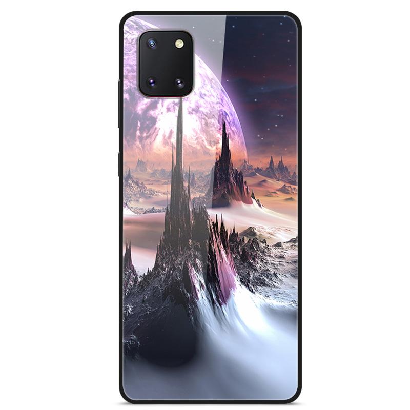 For Coque Samsung Note 10 Lite Case Tempered Glass Planet Space Cover for Samsung Galaxy Note10 Lite Case S10 Lite Glass Case