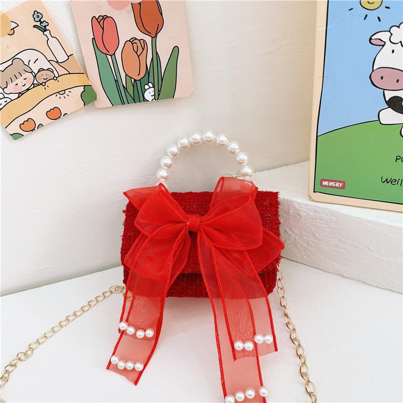 Charming Cartoon Style Red Pu Childrens Handbag With Breathable And Durable Design For Young Girls