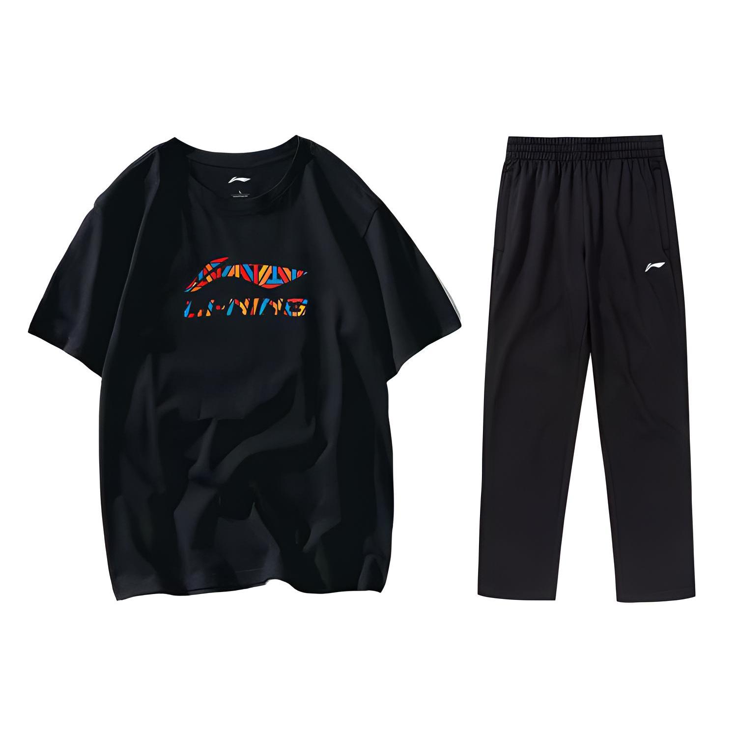 Li Ning Casual Sportswear Men s Crew Neck Moderate AHSS847-2+AKLQ329-1 M