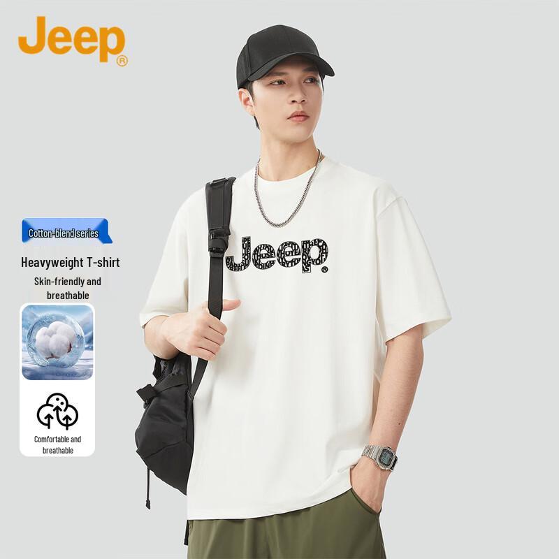 JEEP Men s Summer Solid Crew Neck T-Shirt L