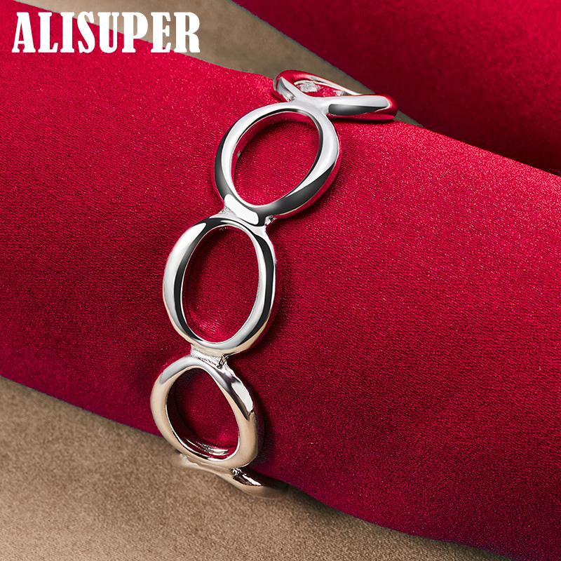 925 Sterling Silver Full Round O Bangle Bracelet Jewelry