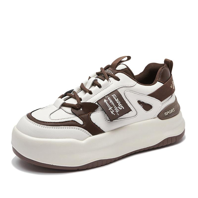 

Leather little white shoes women s 2025 autumn and winter new color matching women s shoes platform-soled versatile board shoes casual sports shoes 40